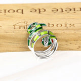 Bague Argent Serpent Vert l Snake Temple