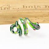 Bague Argent Serpent Vert l Snake Temple