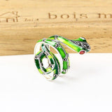 Bague Argent Serpent Vert l Snake Temple