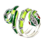 Bague Argent Serpent Vert l Snake Temple