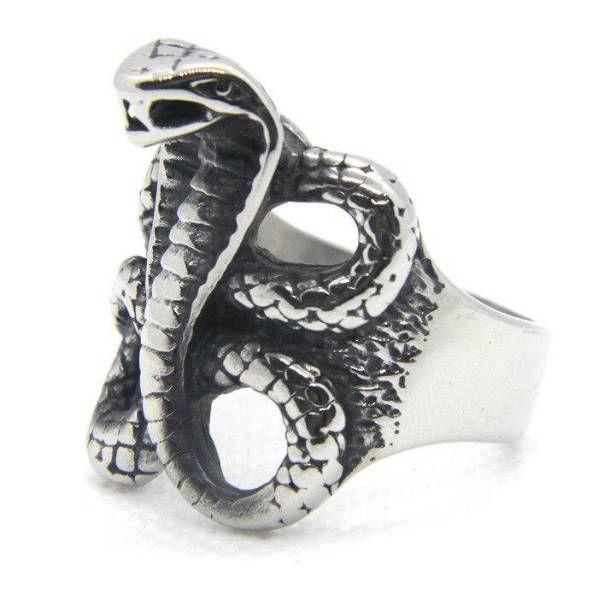 Bague Serpent Chevaliere Cobra Acier