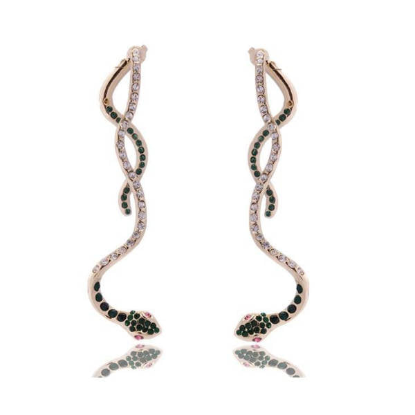 Boucles D'oreilles Pendantes En Argent 925 Rhodié, Motif Serpent Avec Zirconium - Neuf Avec étiquettes