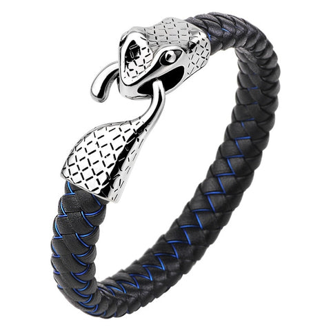 Bracelet Serpent Homme Bleue Nuit (Cuir)