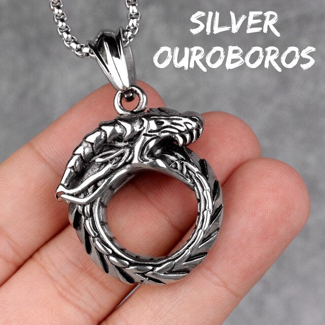 Collier serpent Ouroboros avec pendentif en argent 925 de 18 po. Chaîne de bijoux serpent astrologique dans une boîte - Canada Collier serpent Ouroboros avec pendentif en argent 925 de 18 po. Chaîne de bijoux serpent astrologique dans une boîte - Canada