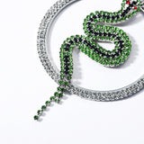 Boucle d'Oreille Serpent Pendante Mamba Vert (Zirconium)
